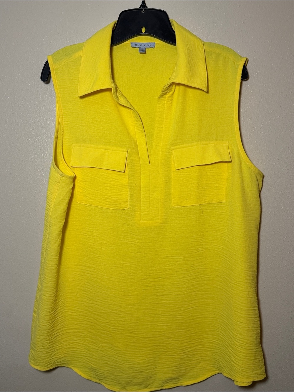 Worthington Sleeveless Split-Neck Blouse in Bright Yellow